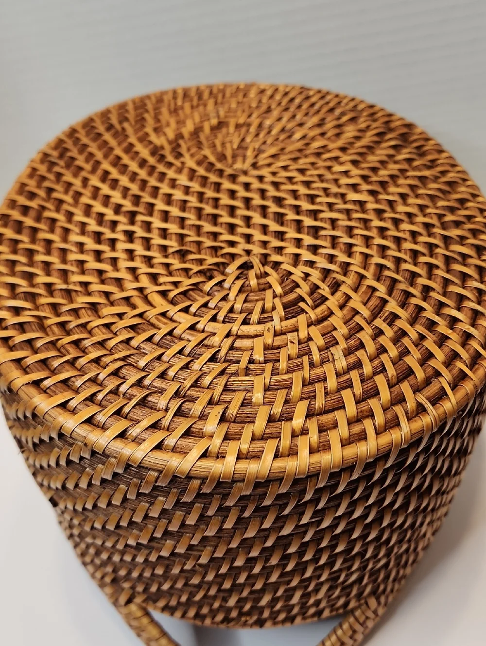 Sturdy Woven Divided Storage Basket Brown Tan For Utensils Floral Holiday Bath